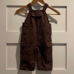 Gymboree brown pinstripe wool overalls